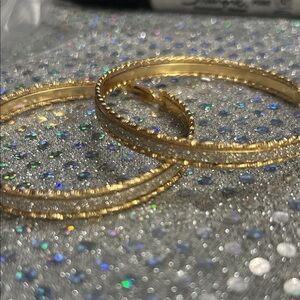 Elegant Gold and Silver Tone Women's Earrings 
3” long